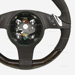 10-16 Porsche Cayenne Panamera Walnut Wood Espresso Brown Leather Steering Wheel # 7PP-419-091-CL-6H6