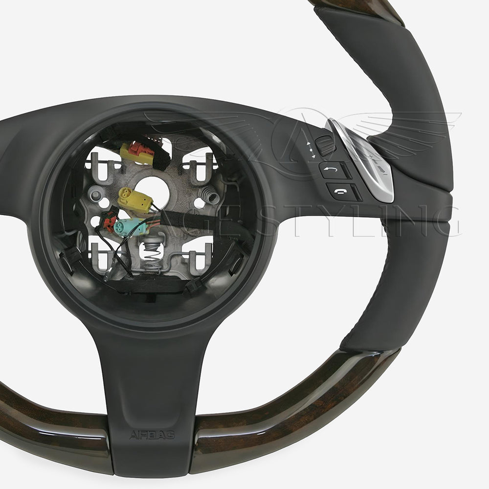 10-16 Porsche Cayenne Panamera Walnut Wood Leather Steering Wheel # 7PP-419-091-CL-A34
