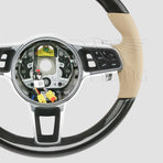 17-21 Porsche Panamera Carbon Fiber Beige Leather Steering Wheel # 971-419-091-RM-9J9