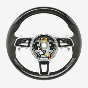 15-20 Porsche Macan Carbon Fiber PDK Steering Wheel Gray Leather # 95B-419-091-AL-OE5