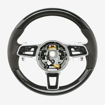 15-20 Porsche Macan Carbon Fiber PDK Steering Wheel Gray Leather # 95B-419-091-AL-OE5