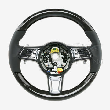 19-22 Porsche Cayenne Turbo Carbon Fiber Leather Steering Wheel # 9Y0-419-091-BL-A34