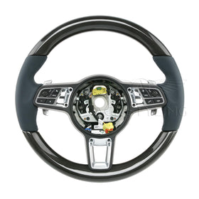 19-23 Porsche Cayenne Turbo Carbon Fiber Blue Leather Steering Wheel # 9Y0-419-091-KT-OH7