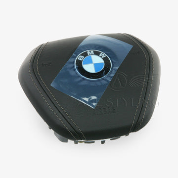 17-23 BMW 530i 530e 540i M550i Driver Airbag Black Leather # 32-30-6-880-635