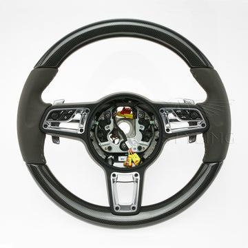 15-18 Cayenne Carbon Fiber Gray Leather PDK Steering Wheel # 958-347-804-25-OE5