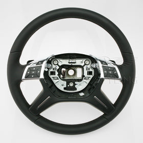 10-18 Mercedes-Benz E350 E400 E550 E63 Black Leather Steering Wheel # 166-460-72-03-9E38, A-166-460-72-03-9E38, 166 460 72 03 9E38, 16646072039E38
