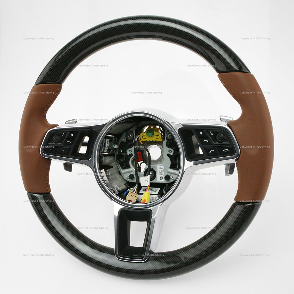 17-21 Porsche Panamera Carbon Fiber Leather Steering Wheel # 971-419-091-FC-ON1