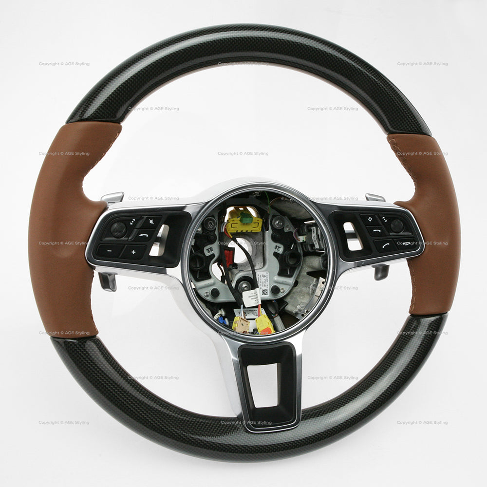 17-21 Porsche Panamera Carbon Fiber Leather Steering Wheel # 971-419-091-FC-ON1