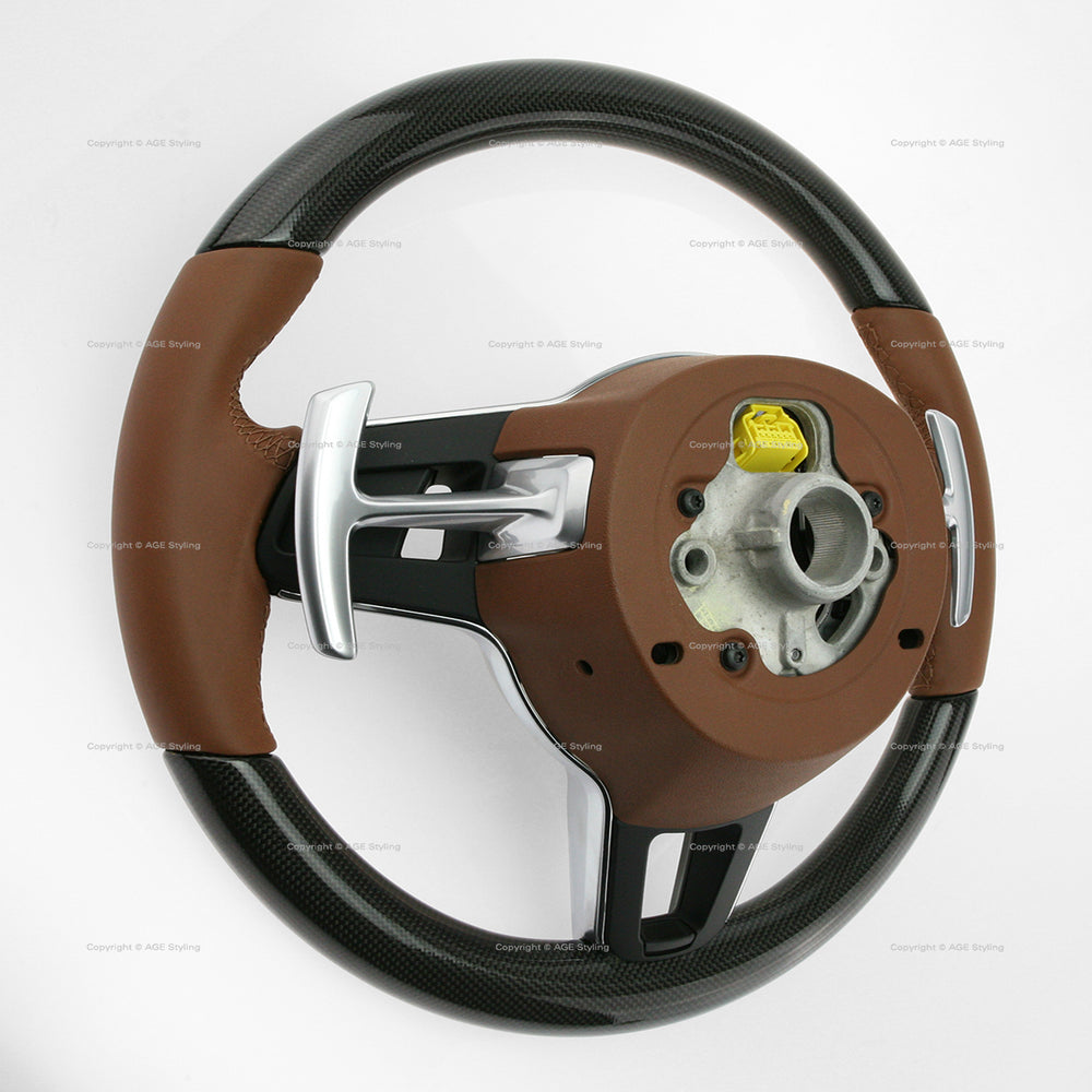 17-21 Porsche Panamera Carbon Fiber Leather Steering Wheel # 971-419-091-FC-ON1