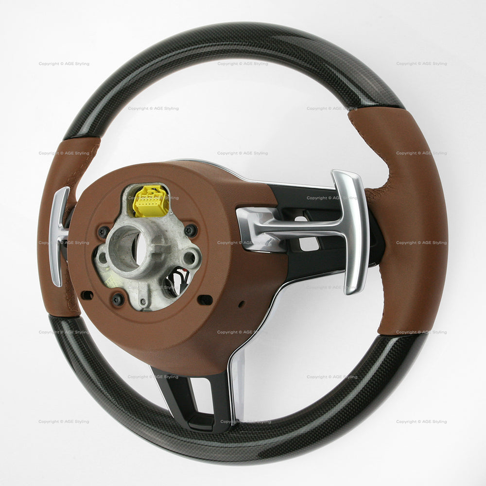 17-21 Porsche Panamera Carbon Fiber Leather Steering Wheel # 971-419-091-FC-ON1