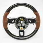 17-21 Porsche Panamera Walnut Wood Cohiba Brown Leather Steering Wheel # 971-419-091-RN-ON1