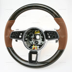17-21 Porsche Panamera Walnut Wood Cohiba Brown Leather Steering Wheel # 971-419-091-RN-ON1
