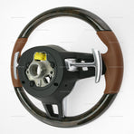 17-21 Porsche Panamera Walnut Wood Cohiba Brown Leather Steering Wheel # 971-419-091-RN-ON1