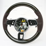 17-21 Porsche Panamera Walnut Wood Marsala Red Leather Steering Wheel # 971-419-091-RN-8U7