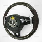 17-21 Porsche Panamera Walnut Wood Marsala Red Leather Steering Wheel # 971-419-091-RN-8U7