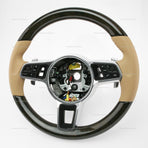17-21 Porsche Panamera Walnut Wood Luxor Beige Leather Steering Wheel # 971-419-091-RN-9J9