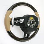 17-21 Porsche Panamera Walnut Wood Luxor Beige Leather Steering Wheel # 971-419-091-RN-9J9