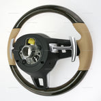 17-21 Porsche Panamera Walnut Wood Luxor Beige Leather Steering Wheel # 971-419-091-RN-9J9