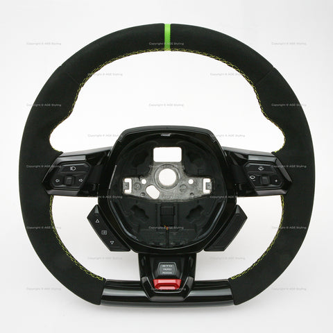 15-24 Lamborghini Huracan STO Black Suede Green Top Steering Wheel # 4T3‑419‑091‑B‑XZ0