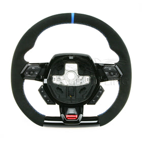 15-24 Lamborghini Huracan Performante Black Suede Blue Top Steering Wheel # 4T0-419-091-BB