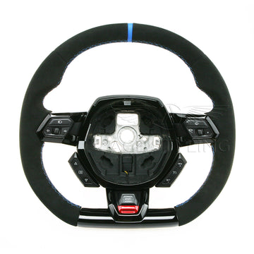 15-24 Lamborghini Huracan Performante Black Suede Blue Top Steering Wheel # 4T0-419-091-BB