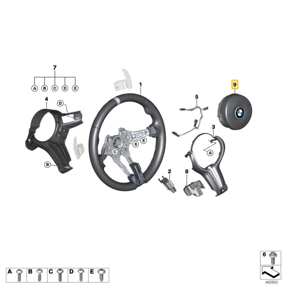 12-21 BMW M2 230i 330i 335i 430i 440i 640i 650i Driver Airbag Cover 32-30-7-845-798-c