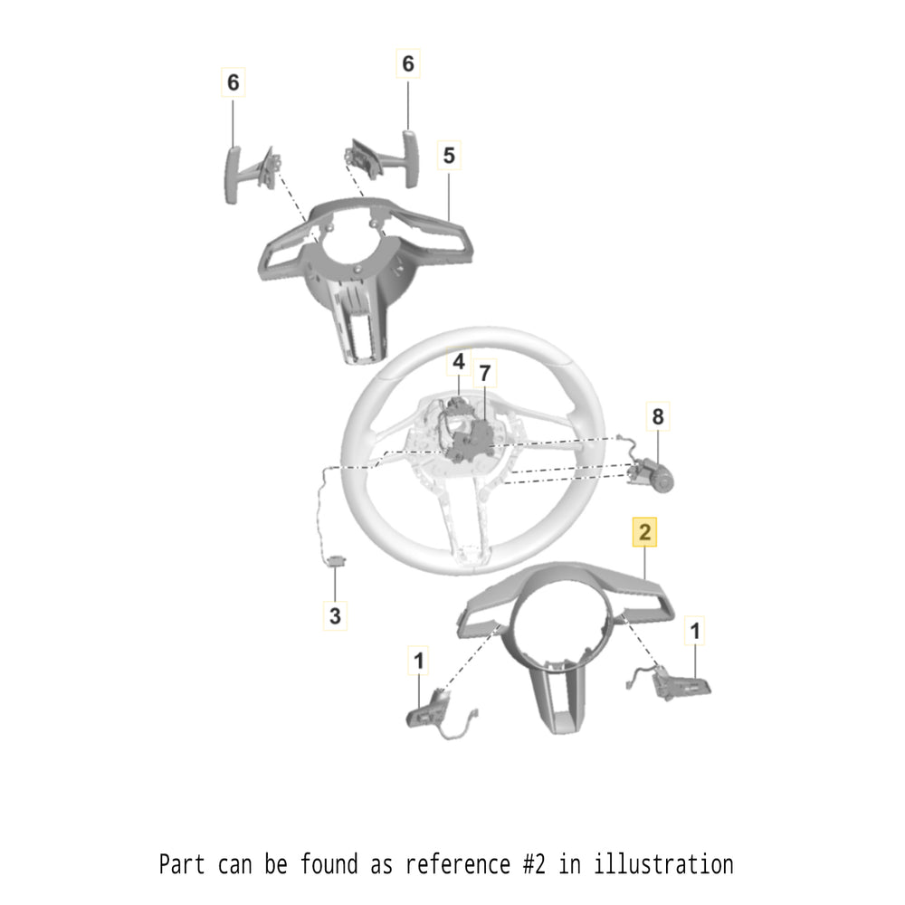 20-25 Porsche 911 Steering Wheel Front Bezel Trim Black Neodyme # 992‑419‑732‑IA7