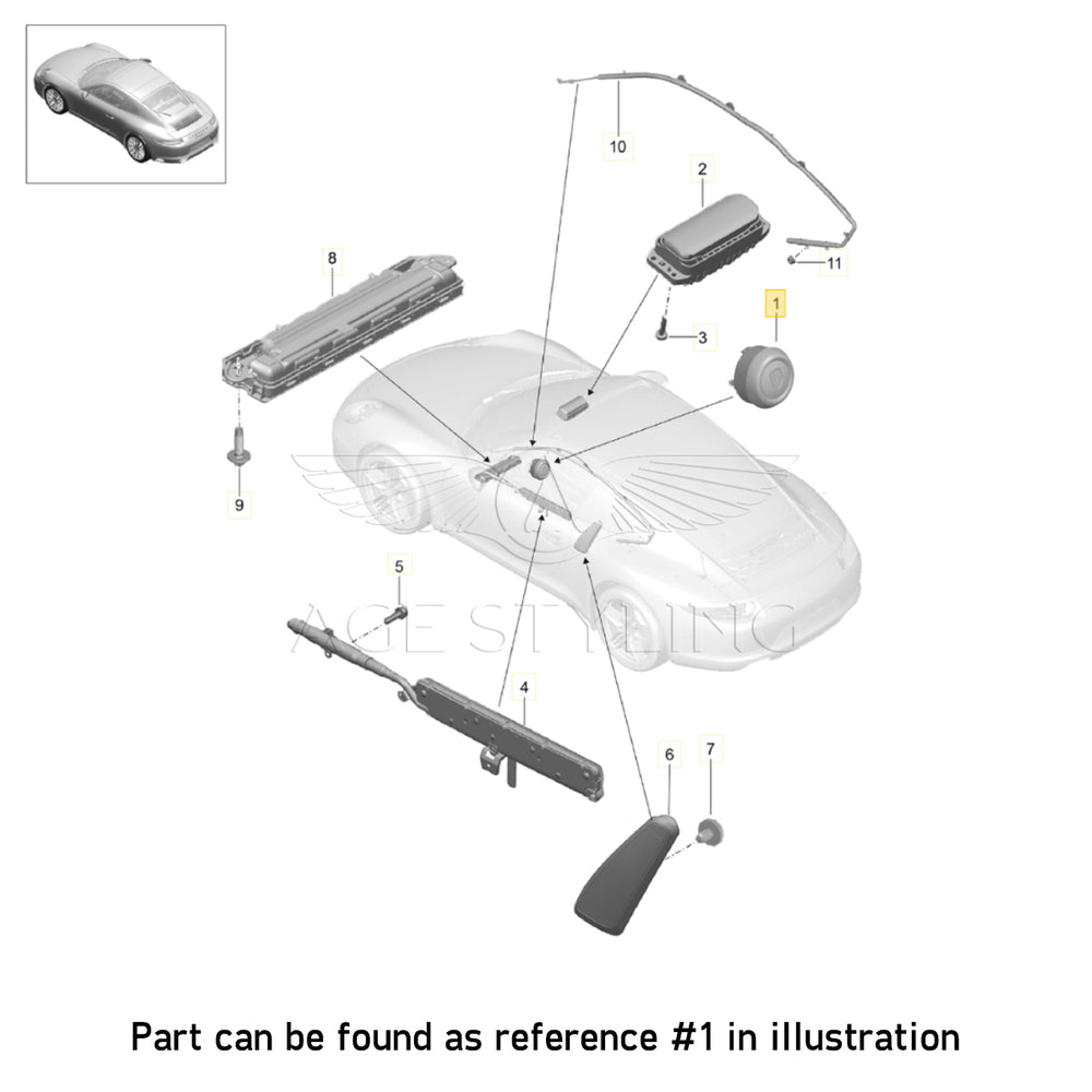 17-25 Porsche Cayman Boxster Driver Airbag Black Leather # 982-880-201-J-IA6
