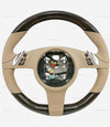 10-16 Porsche Cayenne Panamera Walnut Wood Luxor Beige Leather Steering Wheel # 7PP-419-091-CL-9J9