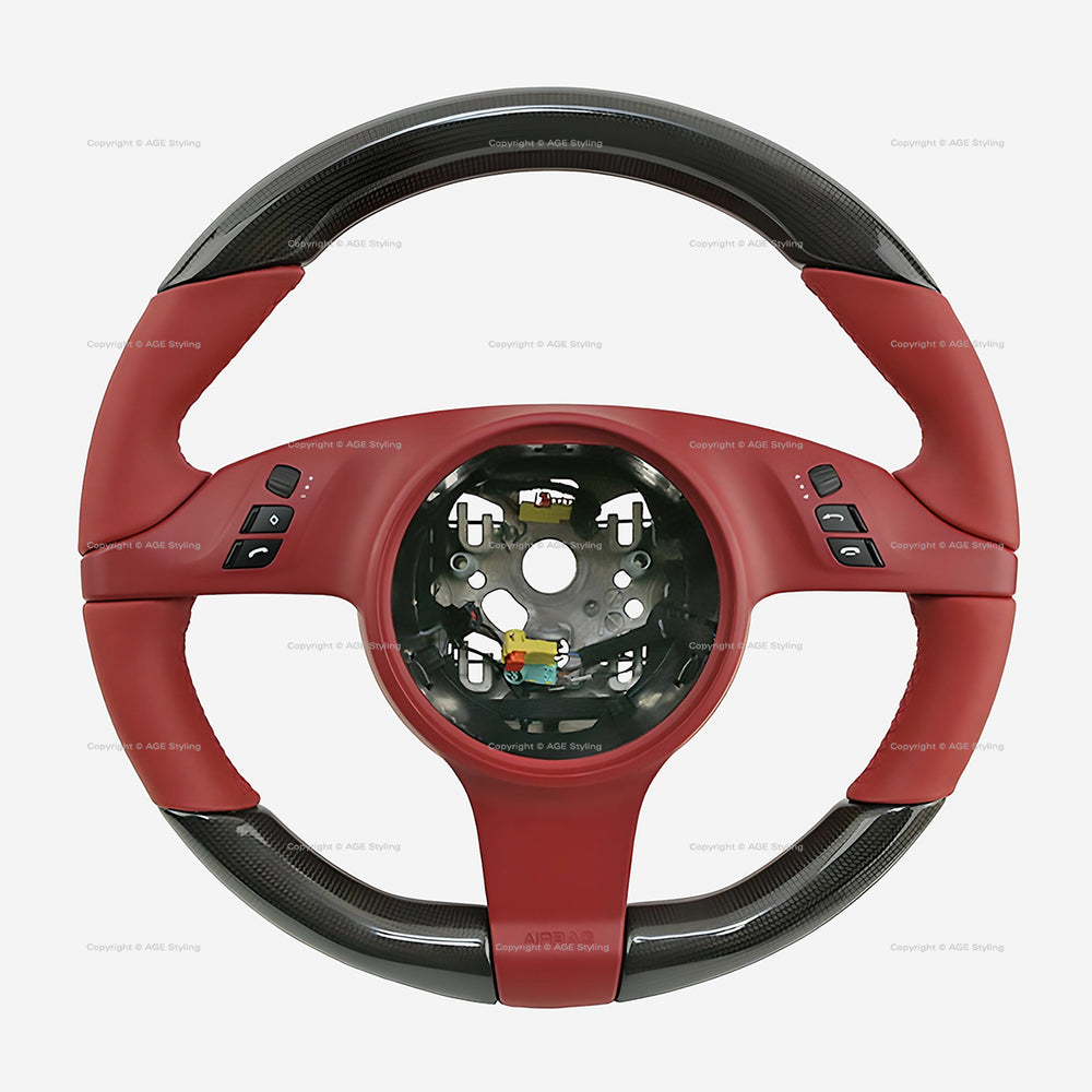 12-16 Porsche 911 Cayman Boxster Carbon Fiber Steering Wheel Carrera Red # 991-347-980-29-N14