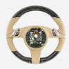 10-16 Porsche Cayenne Panamera Birch Wood Luxor beige Leather Steering Wheel # 7PP-419-091-CN-9J9