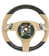 10-16 Porsche Cayenne Panamera Birch Wood Luxor beige Leather Steering Wheel # 7PP-419-091-CN-9J9