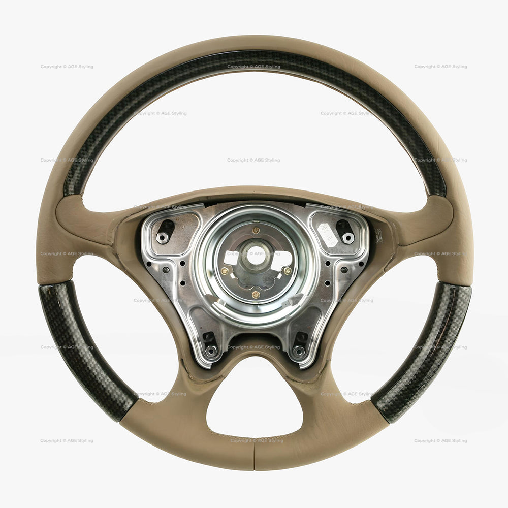 99-03-Mercedes-Benz SLK230 SLK32 SLK320 SL500 SL600 Helios Leather & Carbon Fiber Steering Wheel # B6-681-7704