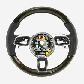15-24 Porsche Macan Walnut Wood Black Leather Steering Wheel # 95B-419-091-AM-A34