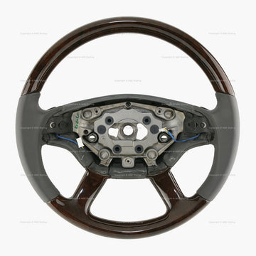 09-10 Mercedes-Benz CL550 CL600 CL63 CL65 Walnut Wood Basalt Grey Leather Steering Wheel # 221-460-30-03-7J14