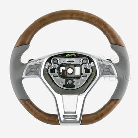 14-16 Mercedes-Benz SL400 SL550 Poplar Wood Gray Leather Steering Wheel # 231-460-27-03-7K53