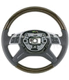 12-16 Mercedes-Benz GL350 GL450 GL550 ML350 ML450 ML550 Eucalyptus Wood Gray Leather Steering Wheel # 166-460-16-03-7J14