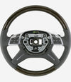 12-16 Mercedes-Benz GL350 GL450 GL550 ML350 ML450 ML550 Eucalyptus Wood Grey Leather Steering Wheel # 166-460-16-03-7J14