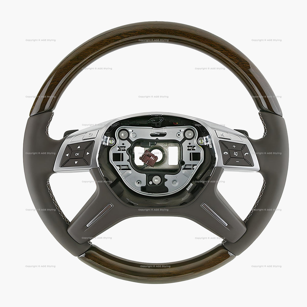 12-16 Mercedes-Benz GL350 GL450 GL550 ML350 ML550 Brown Eucalyptus Wood Steering Wheel # 166-460-15-03-8P18