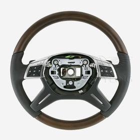 12-14 Mercedes-Benz GL350 GL450 GL550 GL63 ML350 ML550 Brown Ash Wood & Leather Steering Wheel # 166-460-17-03-9E38