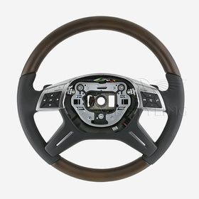 12-15 Mercedes-Benz GL350 GL450 GL550 GL63 AMG ML350 ML550 Wood & Leather Steering Wheel # 166-460-18-03-9E38, A-166-460-18-03-9E38, 166 460 18 03 9E38, 16646018039E38