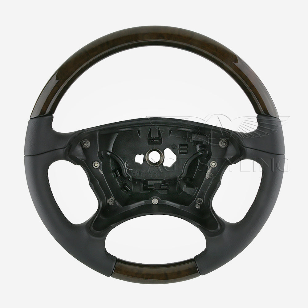 06-08 Mercedes-Benz CLS550 CLS63 Laurel Wood Leather Steering Wheel # 219-460-23-03-9E37