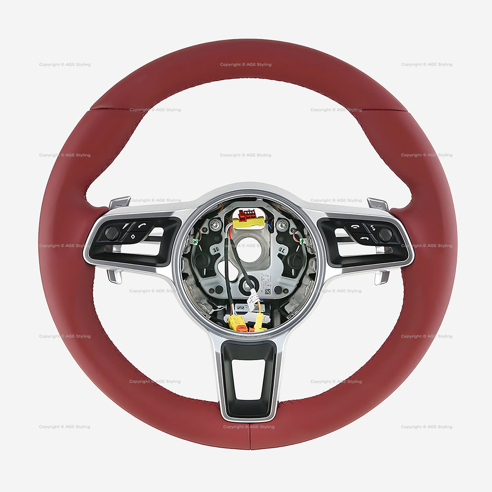 17-24 Porsche Cayman Boxster 911 PDK Bordeaux Red Leather Steering Wheel # 95B-419-091-AJ-OG6