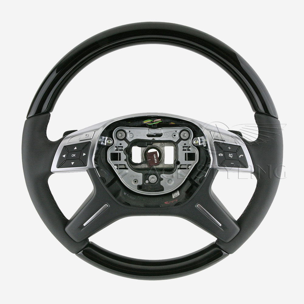 12-19 Mercedes-Benz G550 G63 Piano Black Wood Steering Wheel # 166-460-51-03-9E38