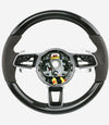 17-24 Porsche Cayman Boxster 911 Carbon Fiber Gray Leather Steering Wheel # 9P1-419-091-EK-OE5