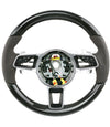 17-19 Porsche 911 Cayman Boxster Carbon Fiber Gray Leather Steering Wheel # 9P1-419-091-EK-OE5