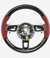 17-24 Porsche Cayman Boxster 911 Carbon Fiber Bordeaux Red Leather Steering Wheel # 9P1-419-091-EK-OG6