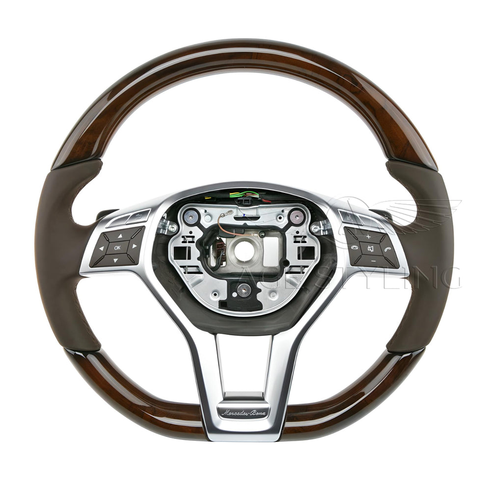 2016 Mercedes-Benz SLK300 SLK350 Walnut Wood Brown Leather Steering Wheel # 231-460-51-03-8R01