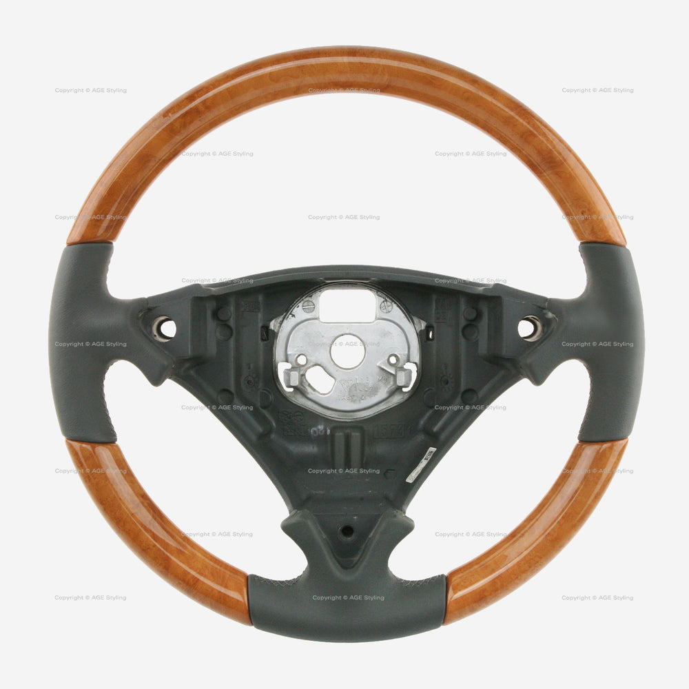 03-10 Porsche Cayenne Olive Wood Grey Leather Steering Wheel # 7L5-419-091-M-6P1