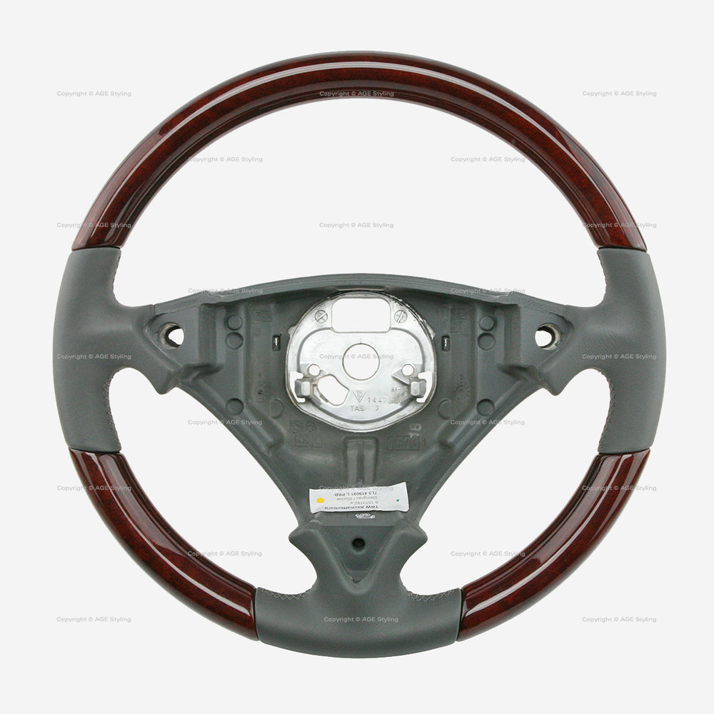 03-10 Porsche Cayenne Walnut Wood Stone Grey Leather Steering Wheel # 7L5-419-091-L-PBB